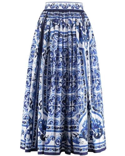 Dolce & Gabbana Printed Maxi Skirt - Blue