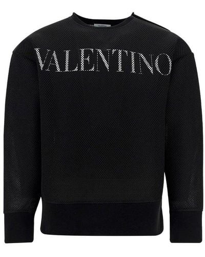 Valentino Mesh Logo Printed Sweatshirt - Black