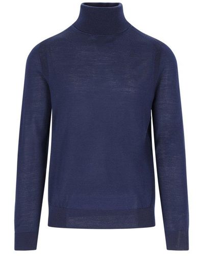 Paul Smith Signature Stripe Detailed Roll Neck Jumper - Blue