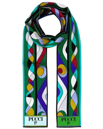 EMILIO PUCCI: abstract patterned scarf - Green  Emilio Pucci neck scarf  1RGB58 1RA58 online at