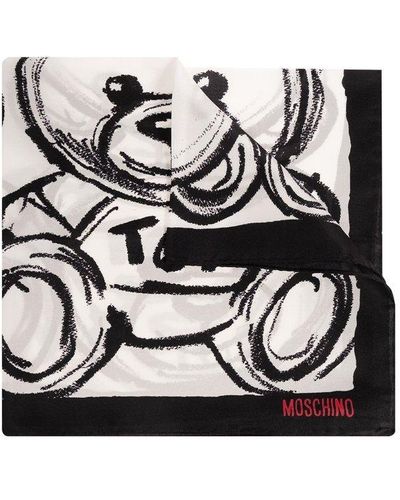 Moschino Teaddy Bear Printed Pocket Square - Black