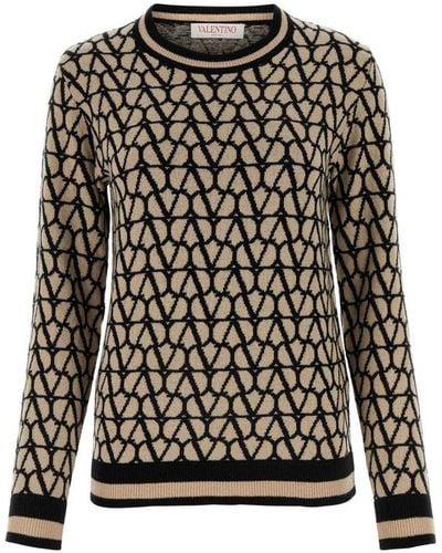 Valentino Monogram Crewneck Jumper - Black