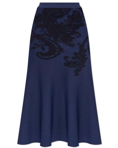 Etro Decorative Detailed Flared Midi Skirt - Blue