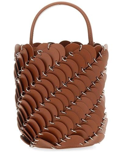 Rabanne Panelled Small Bucket Bag - Brown