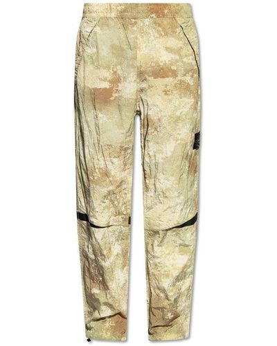 Stone Island Trousers With Logo Patch, - Metallic