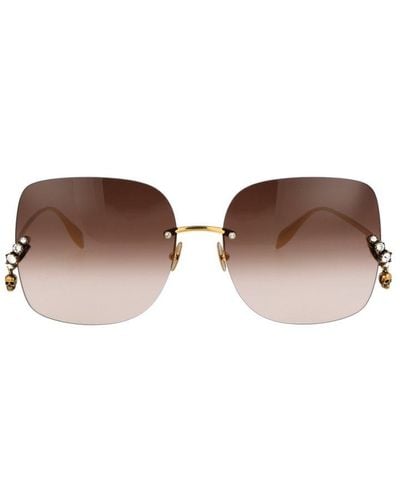 Alexander McQueen Rectangle-frame Sunglasses - Brown