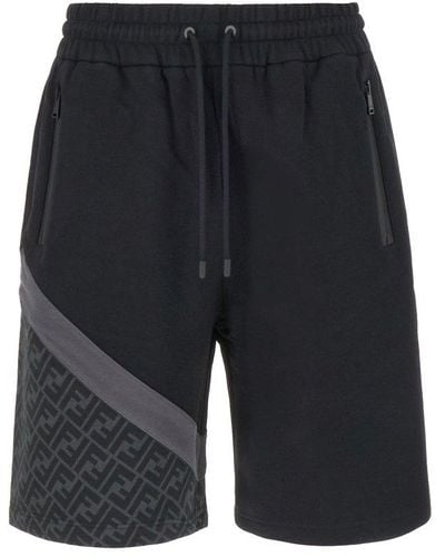 Fendi Elastic Drawstring Waist Bermuda Shorts - Grey