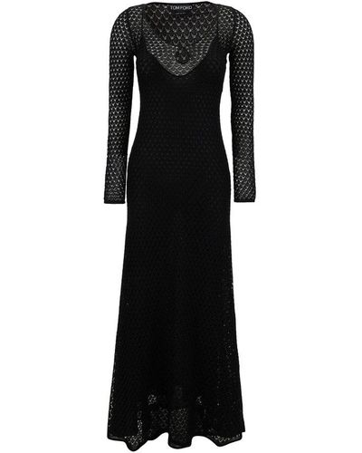 Tom Ford Crochet Knit Maxi Dress - Black