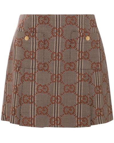 Gucci Wool Skirt, - Brown
