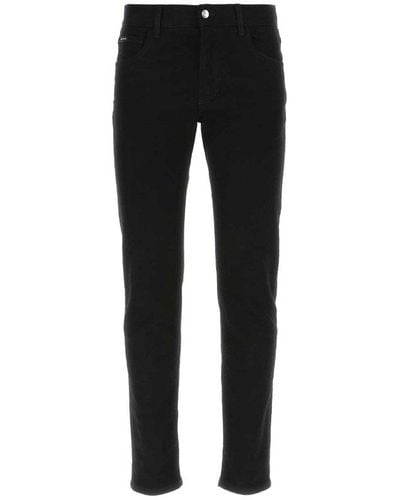 Dolce & Gabbana Logo Plaque Slim-fit Jeans - Black