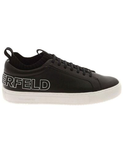 Karl Lagerfeld Embossed Logo Lace-up Sneakers - Black