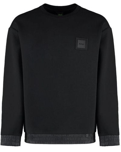 BOSS Logo Patch Crewneck Sweatshirt - Black