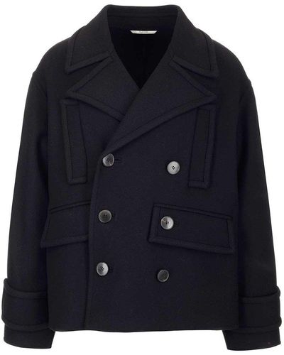 Valentino Double-breasted Tailored Peacoat - Blue