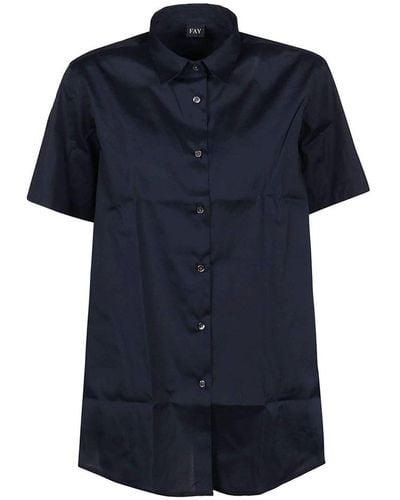 Fay Buttoned Short Sleeved Shirt - Blue