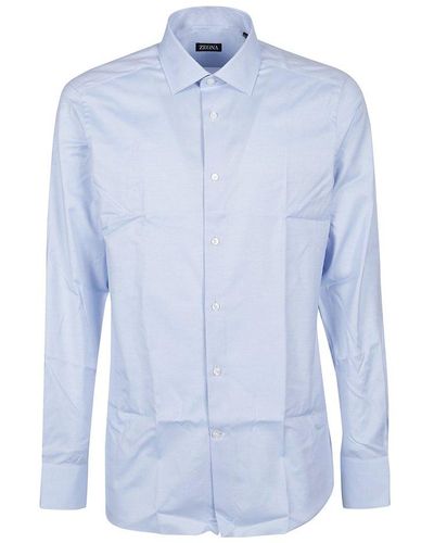 Zegna Buttoned Long-sleeved Shirt - Blue