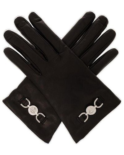 Versace Black Leather Gloves