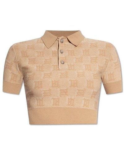 MISBHV Knitted Monogram Polo Top - Natural