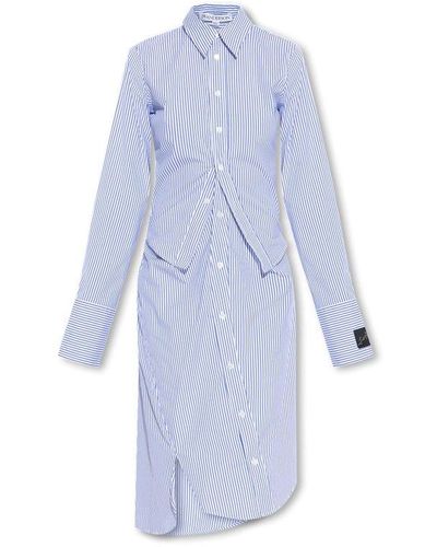 JW Anderson Long-sleeved Striped Layered Shirt Dress - Blue