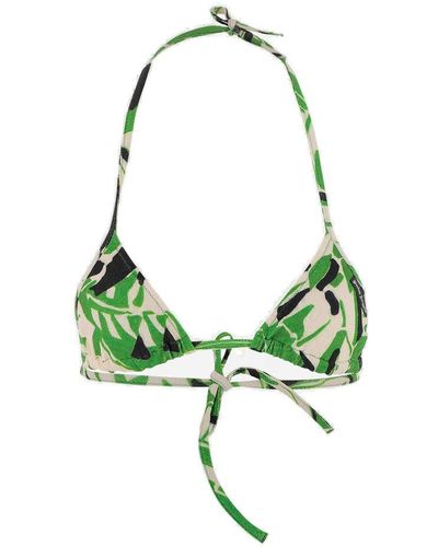 Palm Angels Hibiscus Printed Bikini Top - Green