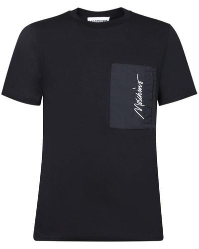Moschino Logo Embroidered Crewneck T-shirt - Black