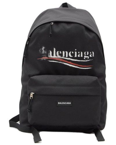 Balenciaga Political Stencil Logo Printed Explorer Backpack - Black
