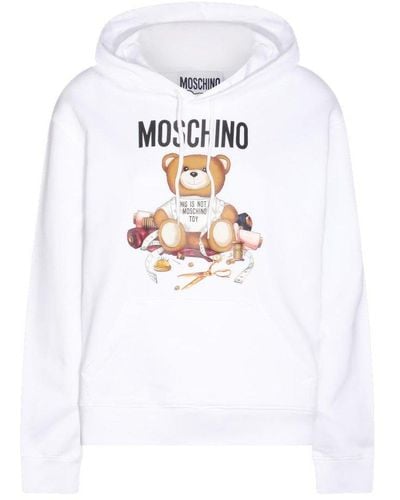 Moschino White Cotton Teddy Bear Sweatshirt