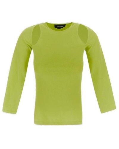 DSquared² Cut-out Crewneck Long-sleeved T-shirt - Green