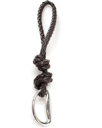 Bottega Veneta Drop Hook Intreccio Key Ring - White