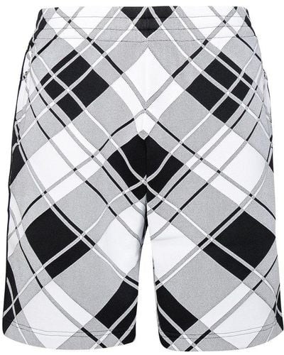 Burberry Check Printed Bermuda Shorts - Grey