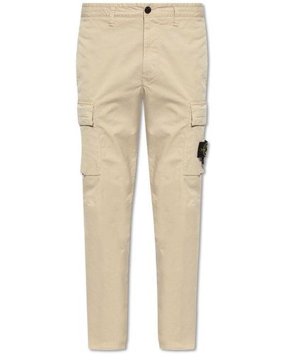 Stone Island Logo Patch Cargo Trousers - Natural
