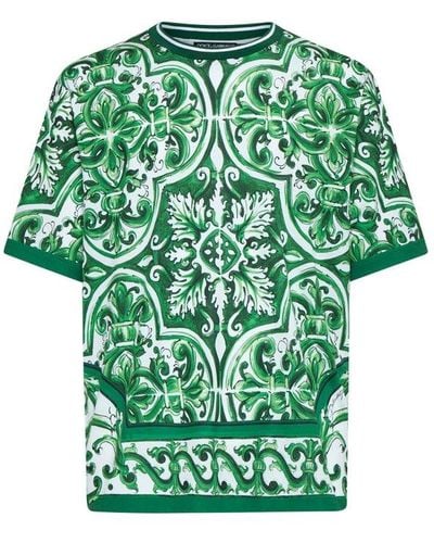 Dolce & Gabbana Majolica Printed Crewneck T-shirt - Green