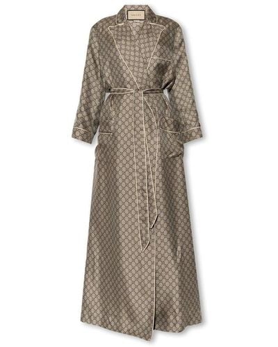 Gucci Silk Gown With Monogram - Natural