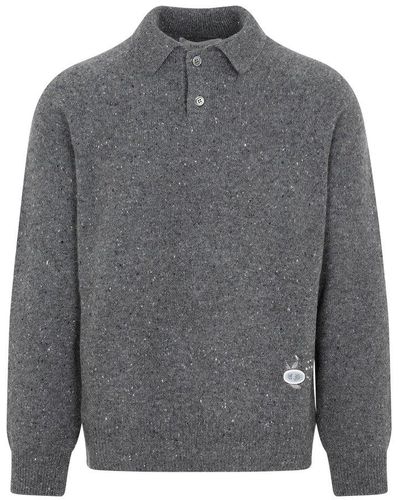 Dior Long-sleeved Knit Polo Shirt - Gray
