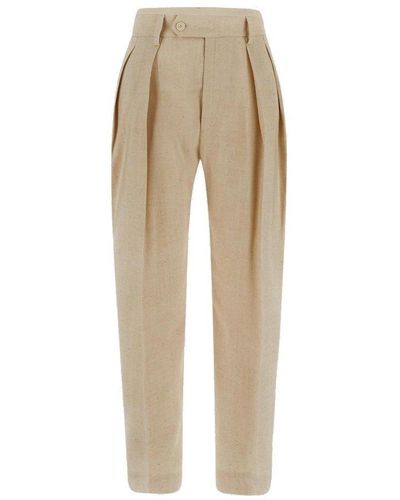 Barena Pleated Wide Leg Trousers - Natural