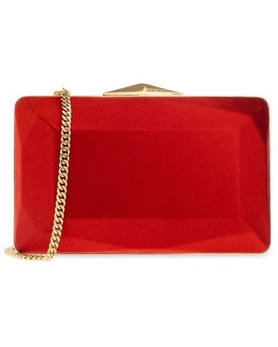 Jimmy Choo Diamond Box Chain-linked Clutch Bag - Red
