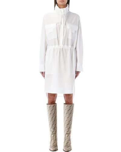 Fendi High-neck Asymmetric Dress - White