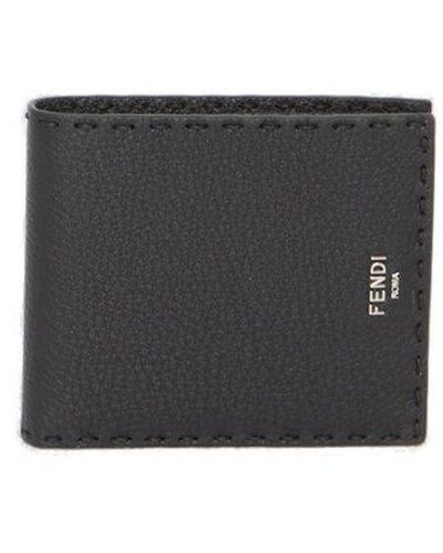 Fendi Raffia Leather Bi Fold Wallet - White