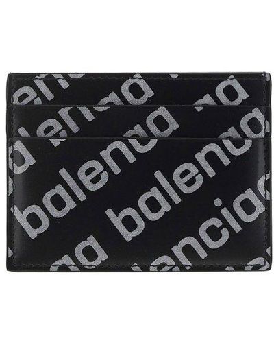 Balenciaga Reflective Printed Cash Card Holder - Black