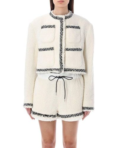 Sacai Acai Tweed Crop Jacket - White