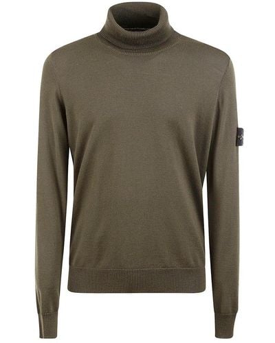 Stone Island Compass Patch Roll-neck Jumper - Green