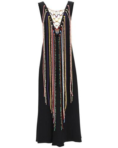 Chloé V-neck Flared Midi Dress - Black