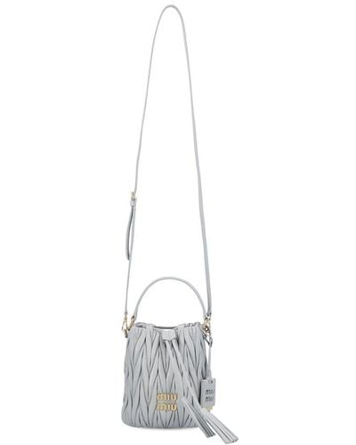 Miu Miu Drawstring Bucket Bag - White