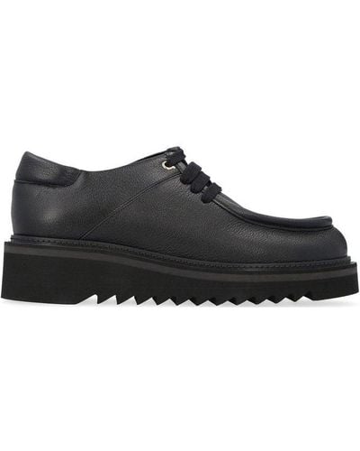 Ferragamo Round-toe Lace-up Oxford Shoes - Black