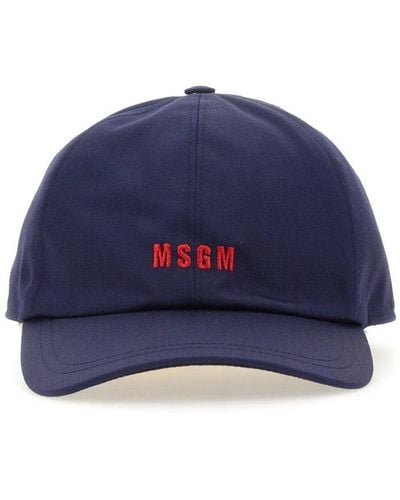 MSGM Logo Embroidered Baseball Cap - Blue