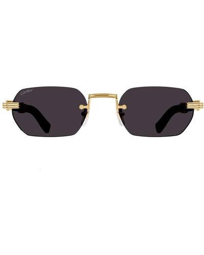 Cartier Rectangle Frameless Sunglasses - Brown