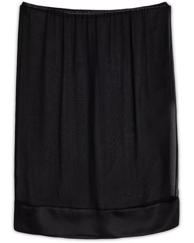 Saint Laurent Semmi-sheer Midi Skirt - Black