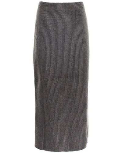 Loro Piana Davenport Midi Skirt - Gray