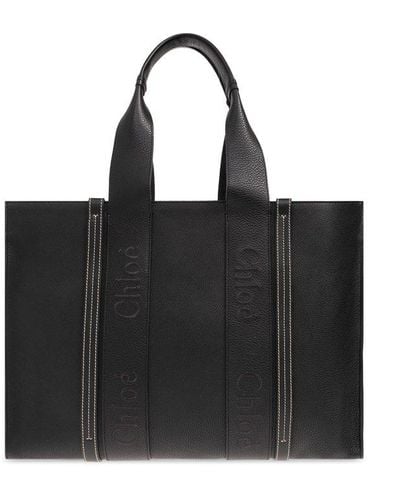 Chloé 'woody Large' Shopper Bag, - Black