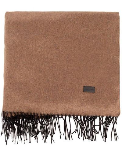 Saint Laurent Scarf With Logo - Brown