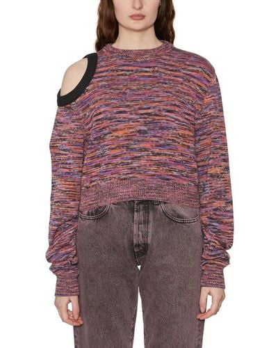 Aries Cut-out Long Sleeved Crewneck Sweater - Multicolour